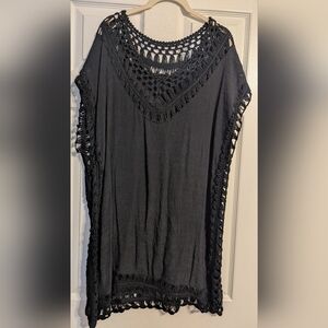 Elegant Black Crochet Swim Cover Up NWOT